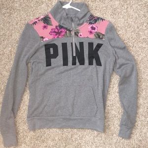 Quarter-zip PINK sweatshirt
